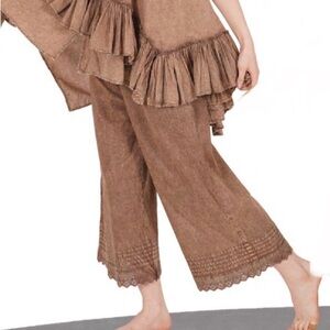 Berry brown cotton sheeting pants